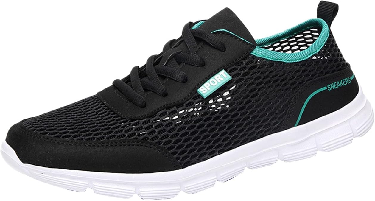 Men Summer Lightweight Breathable Casual Shoes Mesh Casual Running Shoes Sneaker Shoes Men 13 (Black, 8.5)