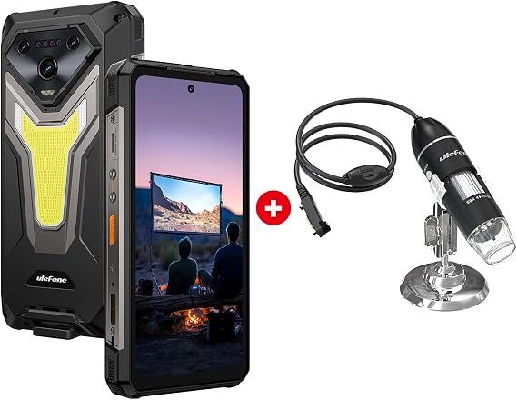 Ulefone Armor 34 Pro & Microscope C01 5G Rugged Smartphone with 150 Lumens Projector, 32GB+512GB ROM/2TB, 25500mAh 66W, 6.95" 120Hz, 64MP+50MP+50MP 32MP, 1100LM LED Light/Dual 5G/Widevine L1