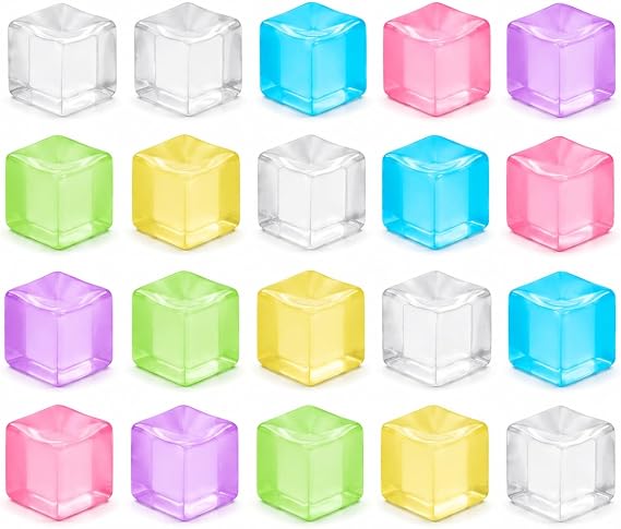 Jelly Cube Fidget Toy, Squeeze Fidget Toys, Stress Cube Stress-Relieving Little Toys for Boys and Girls Gift Party School (Purple Blue Orange Green Pink Transparent White) (20 pcs colorful)