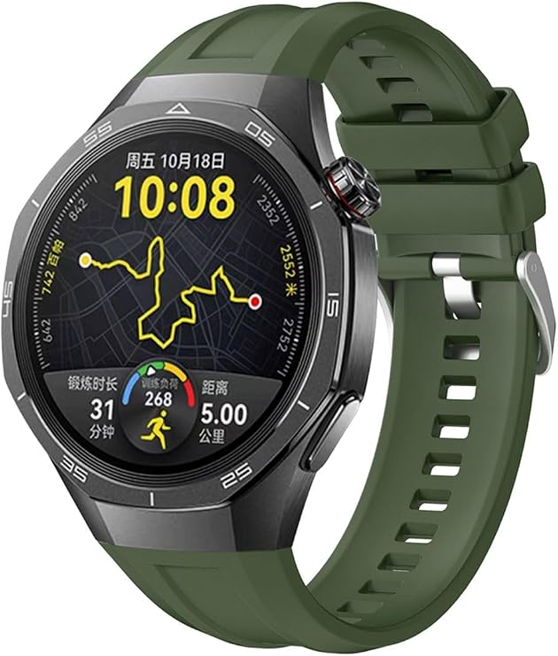 Original Cord Design 22mm Buckle Silicone Strap Khaki Compatible with Huawei Watch GT5 Pro 46mm