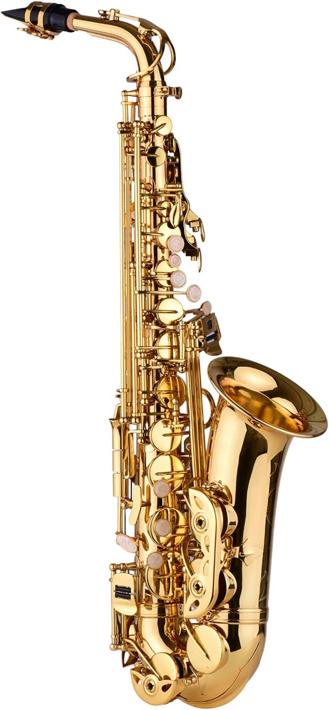 Eb Alto Saxophone Brass Lacquered Sax with Pure Sound for Beginners Professional Accessories Included