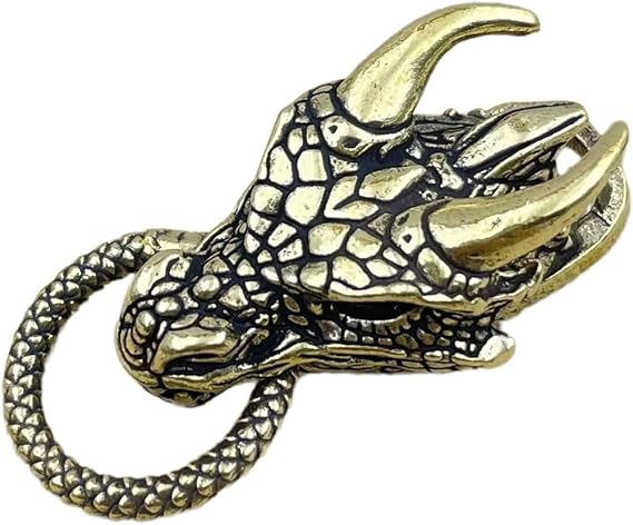 Vintage Brass Dragon Head Keychain Paracord Bracelet Buckles Charms Pendant for Bracelet Braided Crafts Diy Accessories