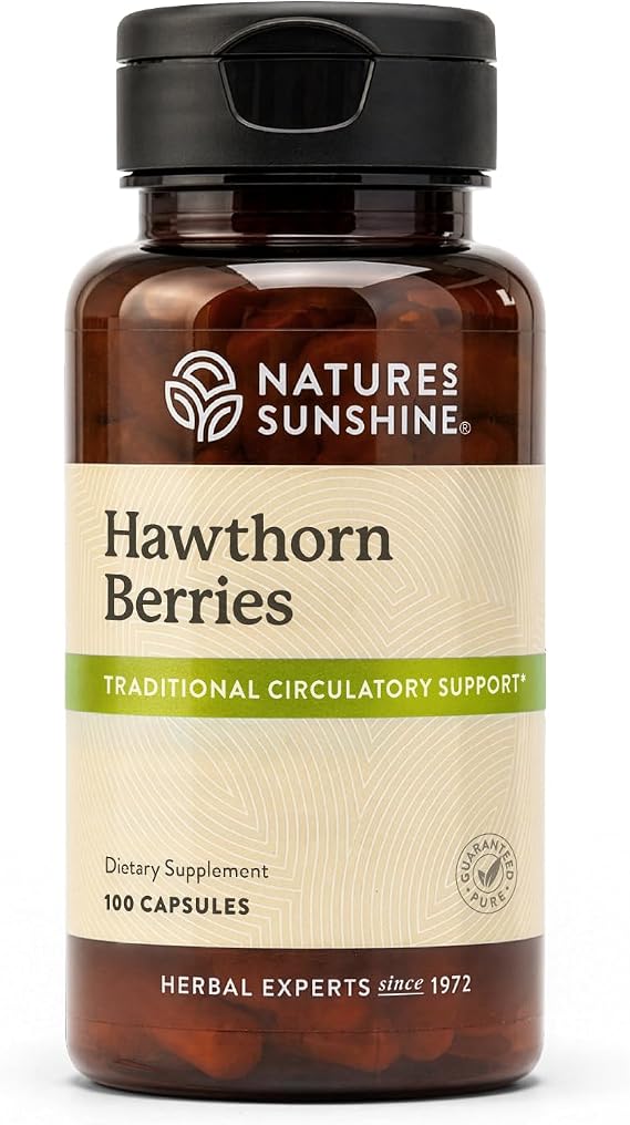Nature's Sunshine Hawthorn Berries, 100 Capsules | Helps Enhance Heart Muscle Function and Provides Circulatory System Support