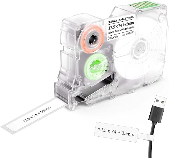 SUPVAN G-Series Flag-Style Cable Label, 0.49'' 2.9'' + 1.38'', White