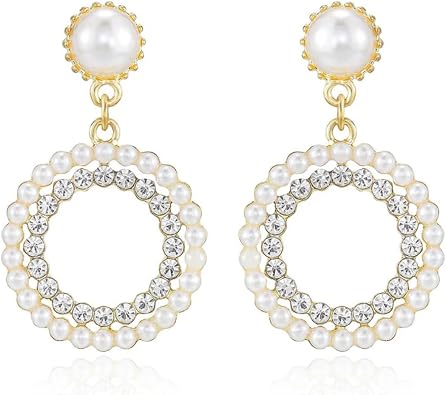 Ettika Mother May Pearl Earrings. Pearl Earring. Gold Earrings for Women in 18k Gold Plated. Bridal Jewelry, Gifts For Women
