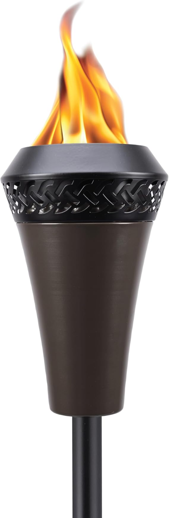 TIKI Island King 65" Metal Outdoor Torch Weather-Resistant Decorative Torch with Long-Lasting Wick, Snuffer & Easy Refill for Backyard, Patio & Garden, Brown