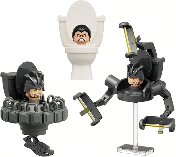 Bentex Toilet Building Set, G-Man Toilet Man Cameraman Game Model Toys Ideas Collectible Building Bricks Birthday Gift for Adults Fans(3 PCS)