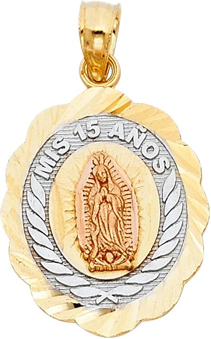 GoldenMine 14k Tri Color Gold 15 Years Pendant