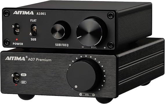 AIYIMA A07 300Wx2 TPA3255 mini Stereo amplififer and AIYIMA 100W A1001 Subwoofer Amplifier Bundle