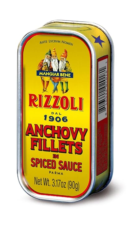 Rizzoli, Anchovies Fillets Spicy Sauce, 3.17 Ounce