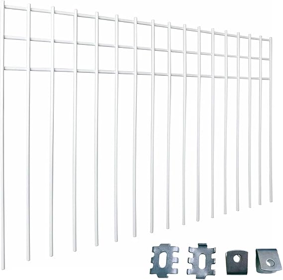 24x15-inch No Dig Animal Barrier Fence, 10 Pack White Dig Protective Fence with 1.5 inch Spike spacing, Dog/Rabbit/Groundhog Underground Defence, for Outdoor Garden Patio