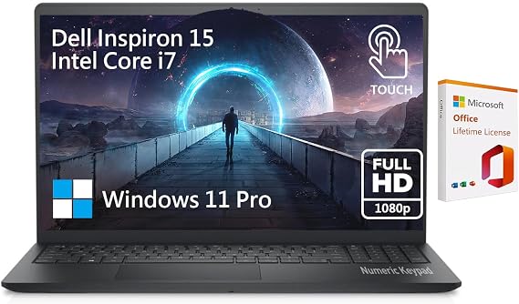 Dell Inspiron 15 3000 3530 Touchscreen Laptop Computer, 15.6 FHD Touch Screen Business Laptop PC, Intel Core i7 10-Cores, 32GB RAM 1TB SSD, Windows 11 Pro, Lifetime Office, Numeric Keypad Webcam USB-C