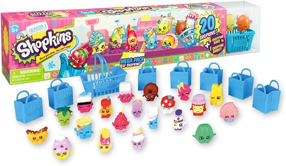 Shopkins Season 1 Mega Pack Bundle of 20 Shopkins, 6 Shopping Bags, 1 Shopping Basket and 1 Collectors Guide