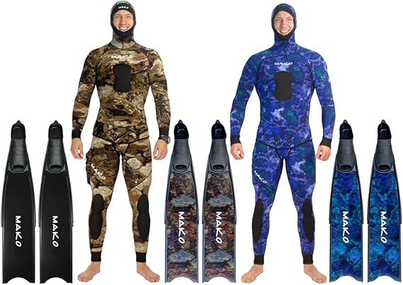 MAKO Pro Fiberglass Freedive Fins Long Blade Freediving Fins with Interchangeable Blades Lightweight, Powerful, and Hydrodynamic