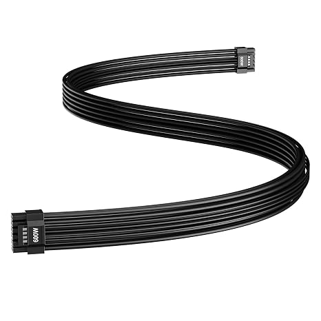 Vetroo Black PCIe 5.1 16 Pin Power Supply Cable for GPU | 600W 12V-2x6 PSU Cable for RTX 40 & 50 Series Graphics Cards, 600mm/23.62"