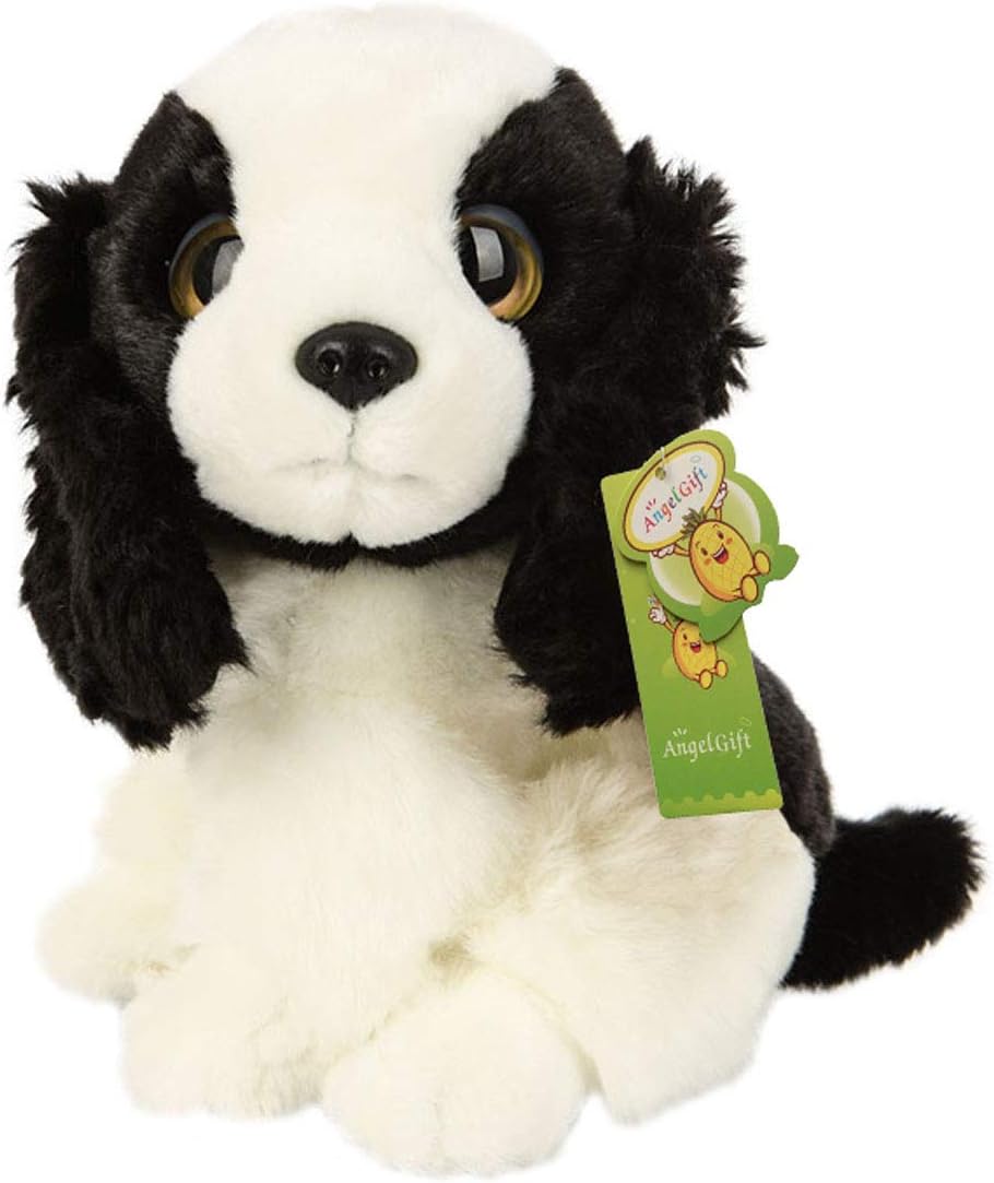 Cuddly Emulation Springer Spaniel Dog Stuffed Animals Toy Cushion Doll, Dog Plushie Toys Best Birthday Christmas Fiesta Great Gifts for The Children Kids Baby Toys Black, 7 18cm