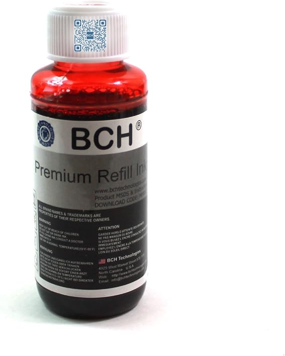 BCH Premium Refillable Dye Ink Red Color for Printer Compatible for Canon Ink Cartridges Canon CLI-9 Pixma Printer Ink Pro9500-100ml Retail Bottle
