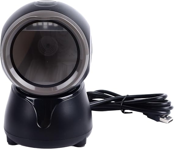 Barcode Reader QR Code Scanner, High Speed Desktop Barcode Scanner, Omnidirectional Scanning for Supermarkets Shopping Malls Libraries, Plastic Housing with Durable Design for Long