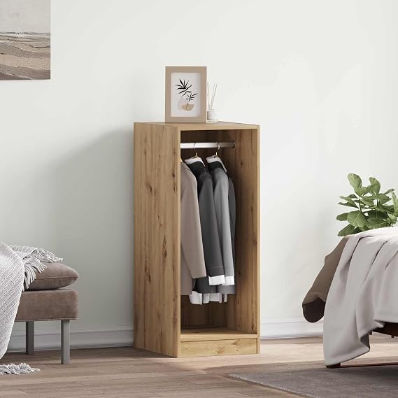 Artisan Oak Wardrobe with 3 Shelves 41 x 48 x 102 cm, Coat Rack and Clothes Rail for Bedroom, Hallway, Hallway, Dressing Room, Practical Storage and Order