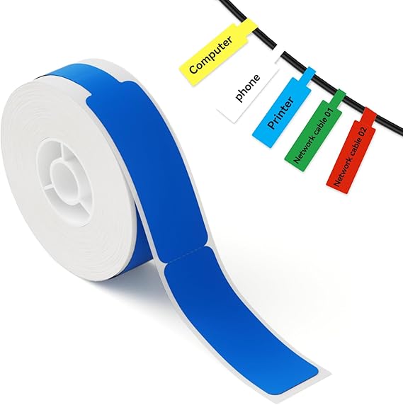 NIIMBOT Blue Cable Labels Maker Tape for D11D110D101 Label Maker, 0.49 x 4.2912.5mm x 109mm, Thermal Label Tape for Home Office Labeling Tape Replacement