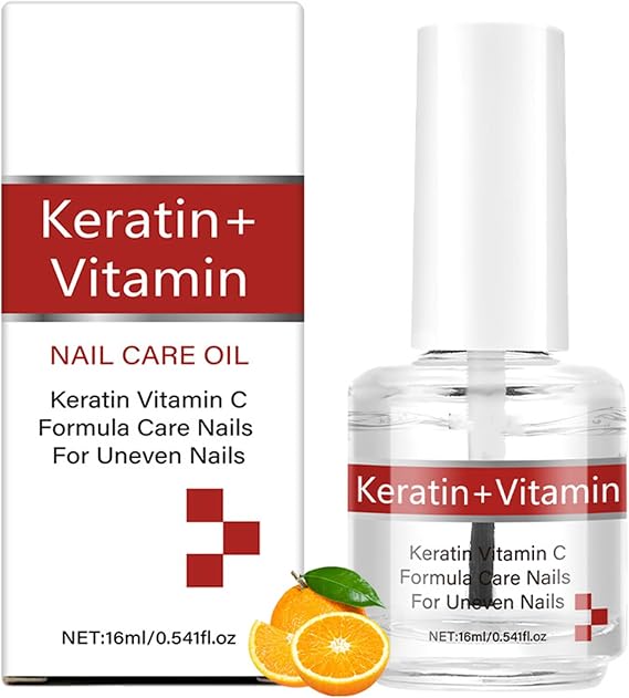 Keratin + Vitamin C Nail & Cuticle Oil, Nail Strengthener & Growth Care, Moisturizing Repair Oil for Dry Damaged Nails, Nourishing Cuticle Care with Keratin Protein for Strong Healthy Nails