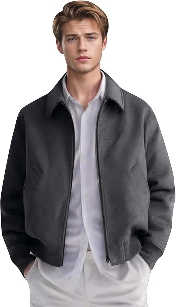 Men's Soft Wool Blend Jacket Lightweight Full Zip Fleece Jackets Casual Stylish Warm Coats With Pockets, M-2XL