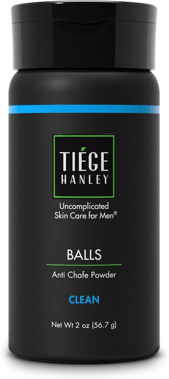 Tiege Hanley Anti-chafing Ball Powder for Men | Talc Free | Moisture Absorbing, Odor Neutralizing Formula | Clean Scent (Mint & Eucalyptus) | 2 ounces