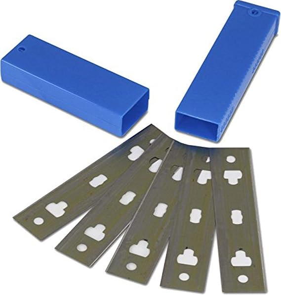 Unger Professional 4 Replacement Window and Glass Scraper Blades, 5 Pack, Includes Storage Case, Carbon Coated Tool, Remove Gum, Stickers, Paint, and Adhesives
