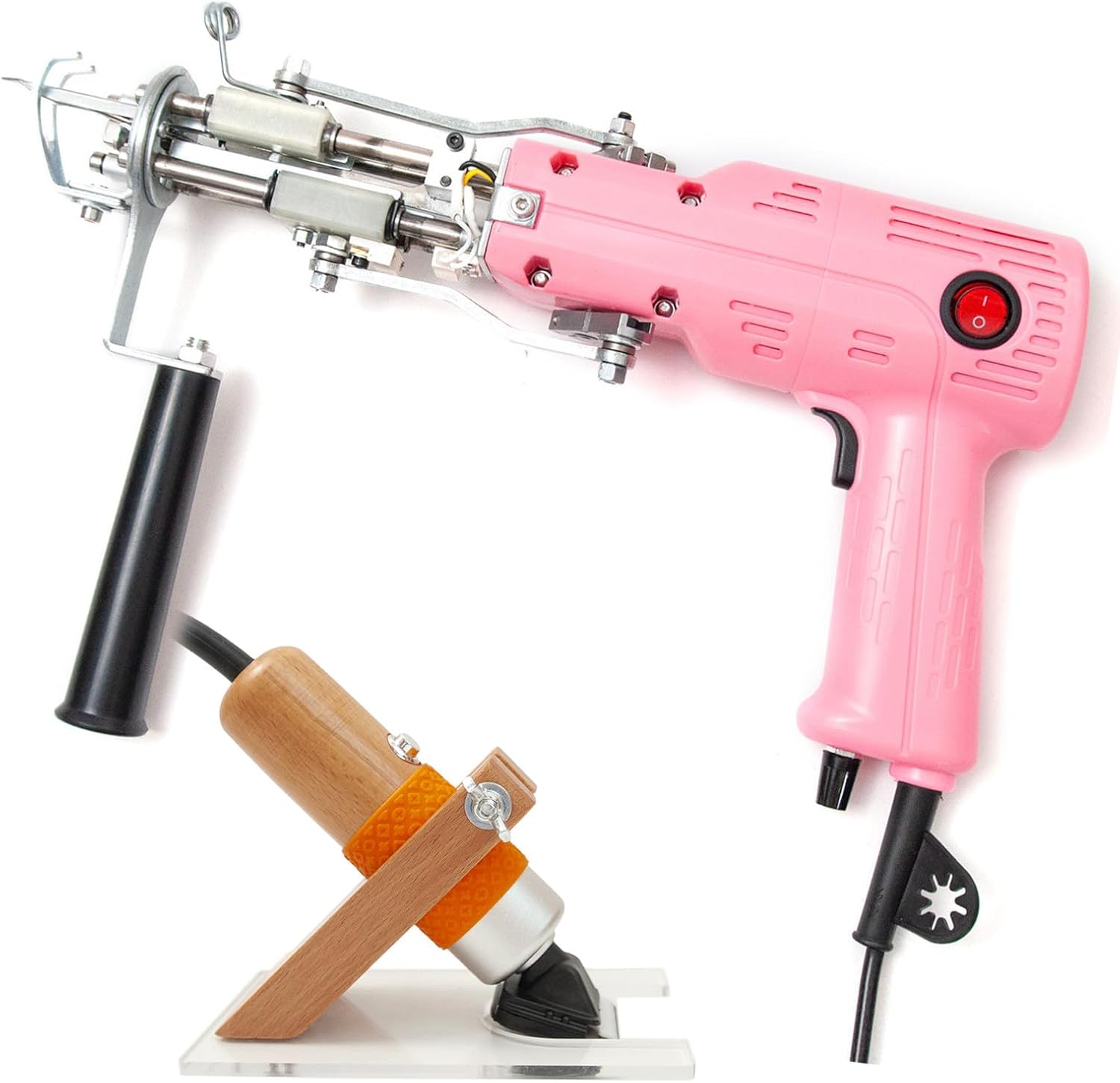 Beginner Rug Tufting Gun Kit - Includes Tufting Scissors, 2-in-1 Cut & Loop Pile Carpet Gun, Carpet Carving Clipper - Perfect Rug Maker Machine, PinkB