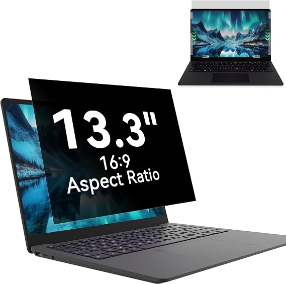 Laptop Privacy Screen 13.3 Inch, Laptop Screen Privacy Shield 16:9 Aspect Ratio Anti-Glare Blue Light Computer Monitor Protector,Removable 13in Filter for Lenovo HP Acer Asus Thinkpad Envy Xps