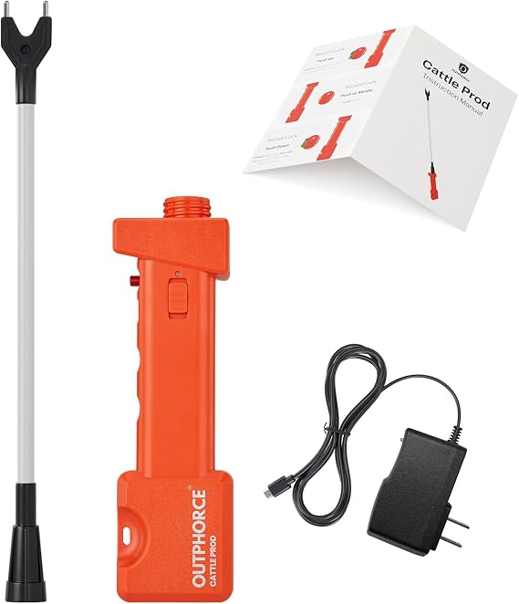 Cattle Prod, Rechargeable Electric Livestock Prod with LED Light, Waterproof Animal Prod for Farm Ranch Herding and Livestock Management - 2026 Upgraded