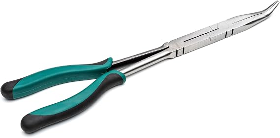 SATA Straight Body Double x-Pliers, with Green Handles & A Long-Nose Design for Access in Tight Spaces - ST70711, 45 Tip