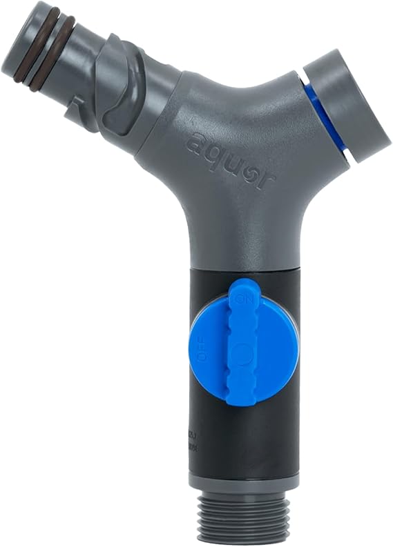 Aquor Comfort Grip VB Hose Connector Garden Hose Connector with Built-In Vacuum Breaker & Ball Valve, Backflow Prevention, Ergonomic Non-Slip Grip Slate Gray, Compatible with Aquor Hydrants