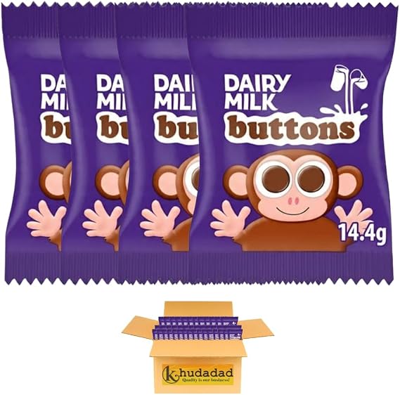 Chocolate Bundle with Dairy Milk Buttons – 14.4g Bags | Smooth & Creamy Milk Chocolate Buttons | Perfect for Snacking, Sharing & Gifting (4x)