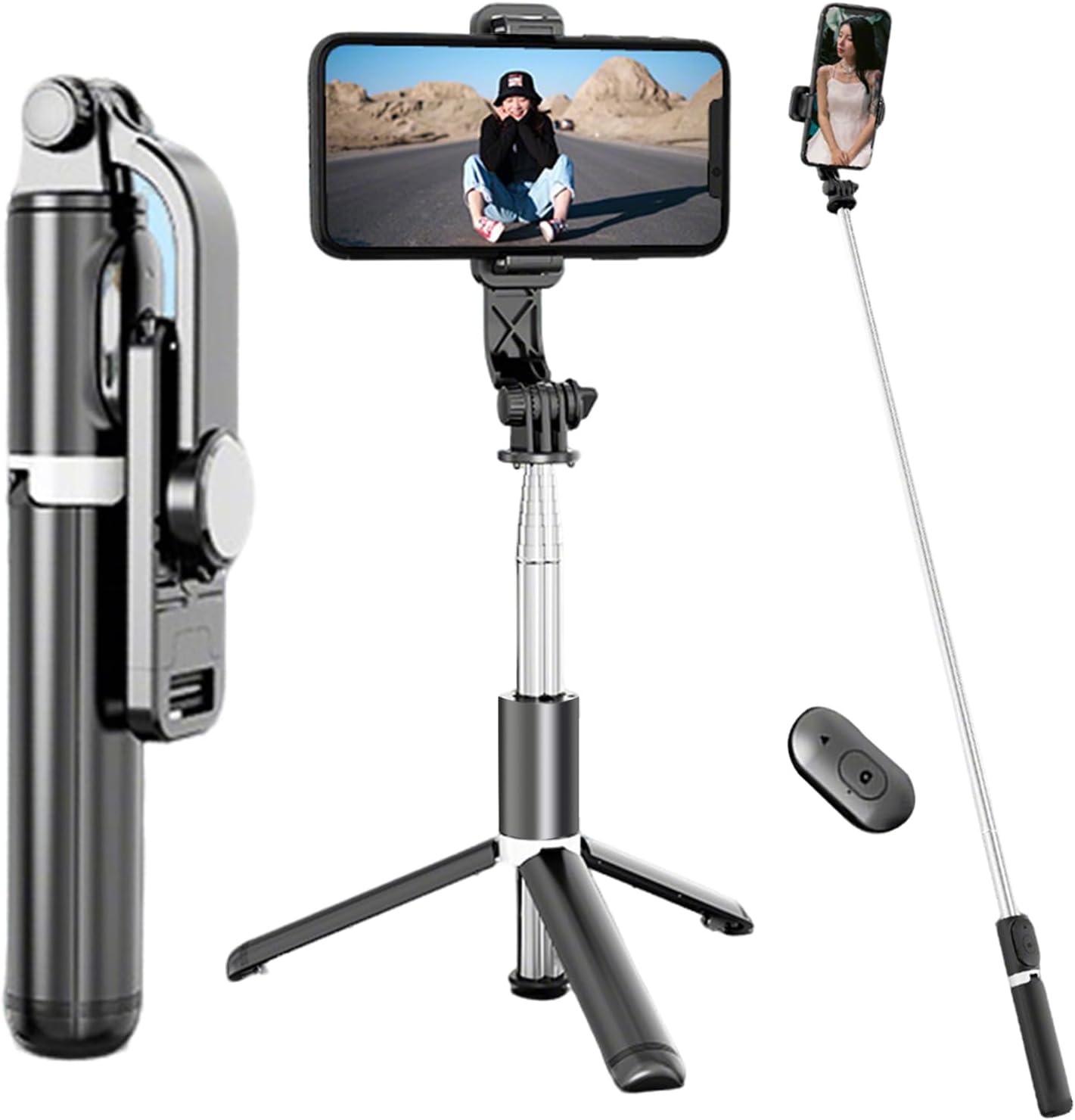 Selfie Stick,3 in 1 Flexible Tripod for iPhone Wireless Remote for Selfies,Extendable 360 Rotating Selfie Stick for Phone,Compatible with All Cell PhonesLive StreamVlogiPhone 16151413Android