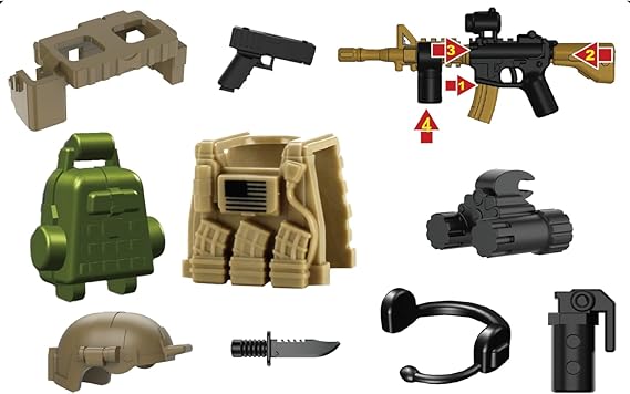 Battle Brick Battle Bag Army Ranger Weapons Pack Compatible with LEGO Minifigs