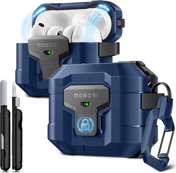 MOBOSI for AirPods Pro 3 Case 2025 with Drop-Proof Lock, Blue
