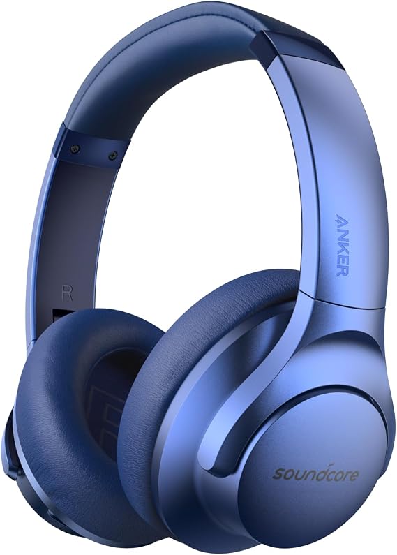 Soundcore Anker Life Q20 Hybrid Active Noise Cancelling Headphones, Wireless Over Ear Bluetooth Headphones, 60H Playtime, Hi-Res Audio, Deep Bass, Memory Foam Ear Cups, Travel, Office
