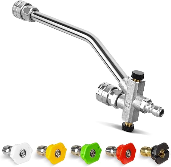 Kebtek Dual Connector Accessory For Pressure Washer Double Tip Attachment For Soap Cannon, 5 Sprayer Nozzles 1/4" Quick Connect Pressure Washer Accessories Ideal for Car Boat Driveway Detailing