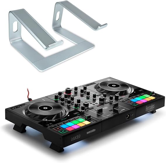 Hercules DJControl Inpulse 500 2-Deck DJ Controller + Keepdrum Laptop Stand Silver
