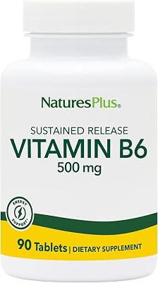 NaturesPlus Vitamin B6 Pyridoxine HCI, Sustained Release - 500 mg, 90 Vegetarian Tablets - Energy Support Supplement, Mood Booster - Gluten-Free - 90 Servings