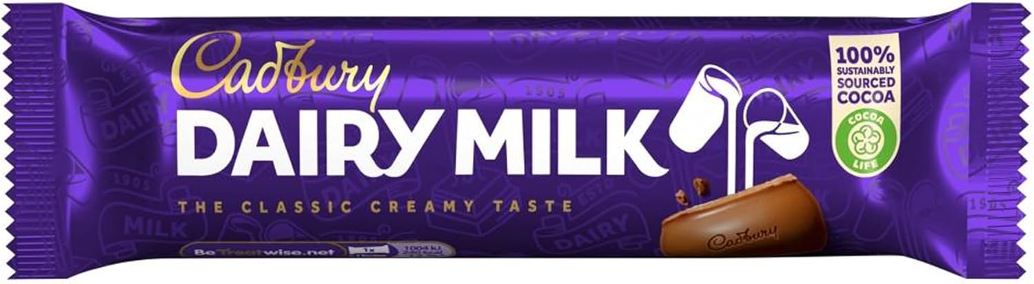 Cadbury Dairy Milk Chocolate Bar, Classic Creamy Taste, 45 g (Pack of 48)