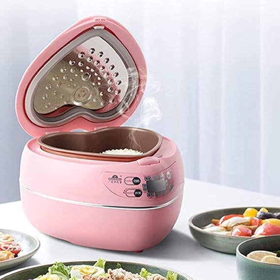 Peach Heart-Shaped Rice Cooker, Smart 300W Rice Cooker, 1.8L, 1-3 People, Non-Stick Pan, Constant Temperature Insulation(Pink)