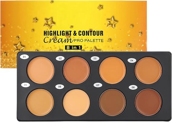 Concealer Palette 8-Shade Long-Wearing Full Coverage Cosmetics | Color Correcting Concealer Palette for Home Dorm Travel Hotel Apartment School
