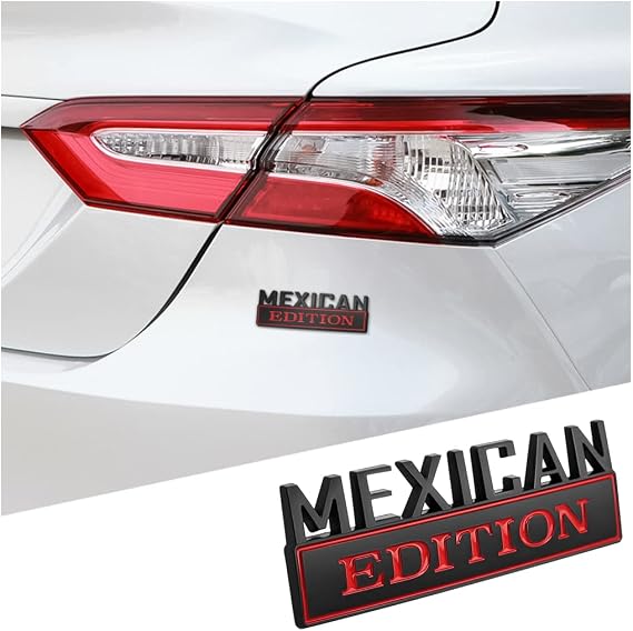 zipelo 3.15 x 1.2 Inch Mexican Edition Emblem, Style 6, Black/Red