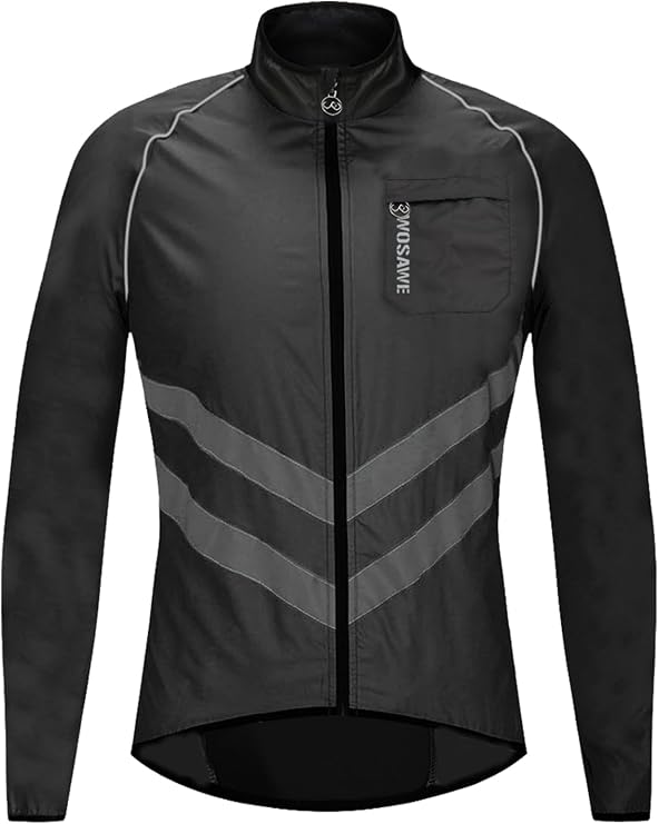 WOSAWE Men's High Visibility Cycling Wind Jacket Water Resistance Reflective Windbreaker