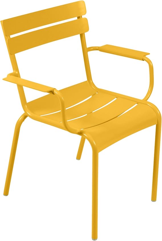 Fermob Luxembourg Armchair - Set of 2 in Honey Textured - Stackable Aluminium Chairs - Made in France