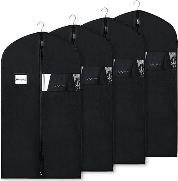Set of 4 Garment Bags 60 x 100 cm Suit Protective Cover Dustproof Garment Bags High-Quality Suit Transport Bag Breathable Suit Bag for Suit Jackets and Dress Storage Clothes Cover BOMEI PACK