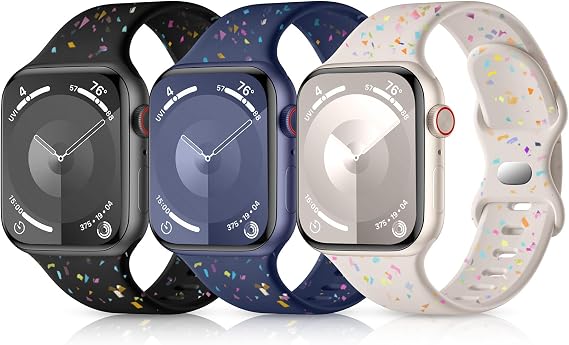 GEAK 3 Pack Band Compatible with Apple Watch Bands for Women 40mm 44mm 41mm 45mm 46mm 49mm 38mm 42mm,Soft Silicone Replacement Wristband for iWatch Bands Men Series 11 10 9 8 7 6 5 4 3 2 1 Ultra SE