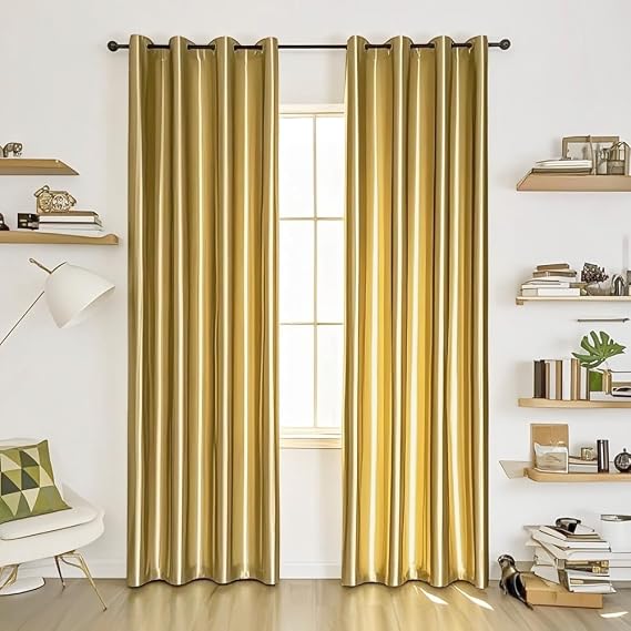 MYRU Absolutely Blackout Curtains 2 Panels 2 Layers Lined Gold Curtains for Bedroom Living Room Set of 2 (2 x 39 x 84 Inch,Gold)